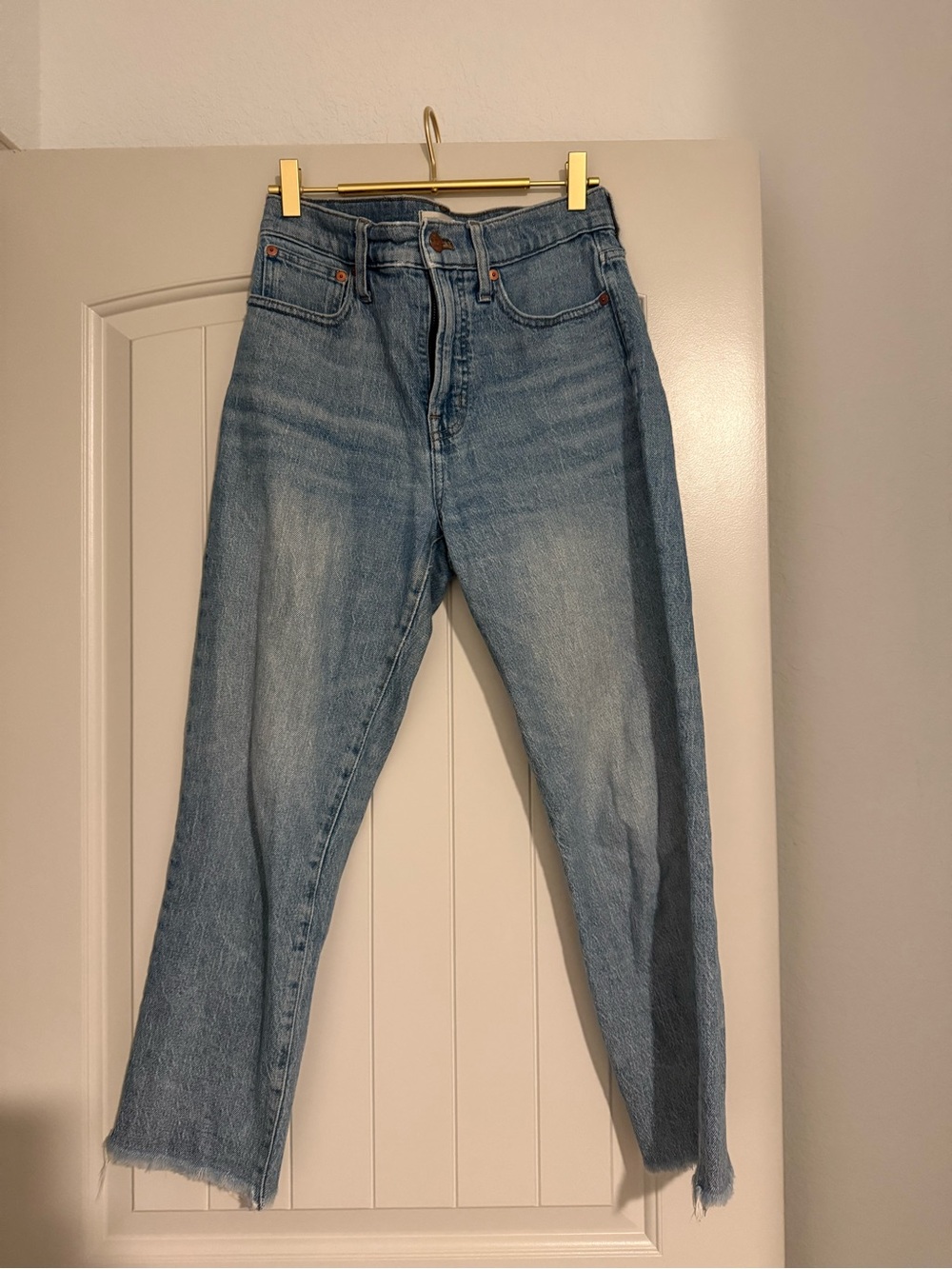 Madewell Women's Light Blue High-Rise Straight-Leg Jeans